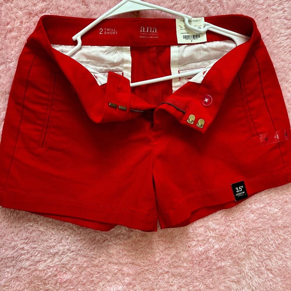 ❤️ a.n.a Red Twill Shorts – 3.5" Inseam – Size 2 (NWT)